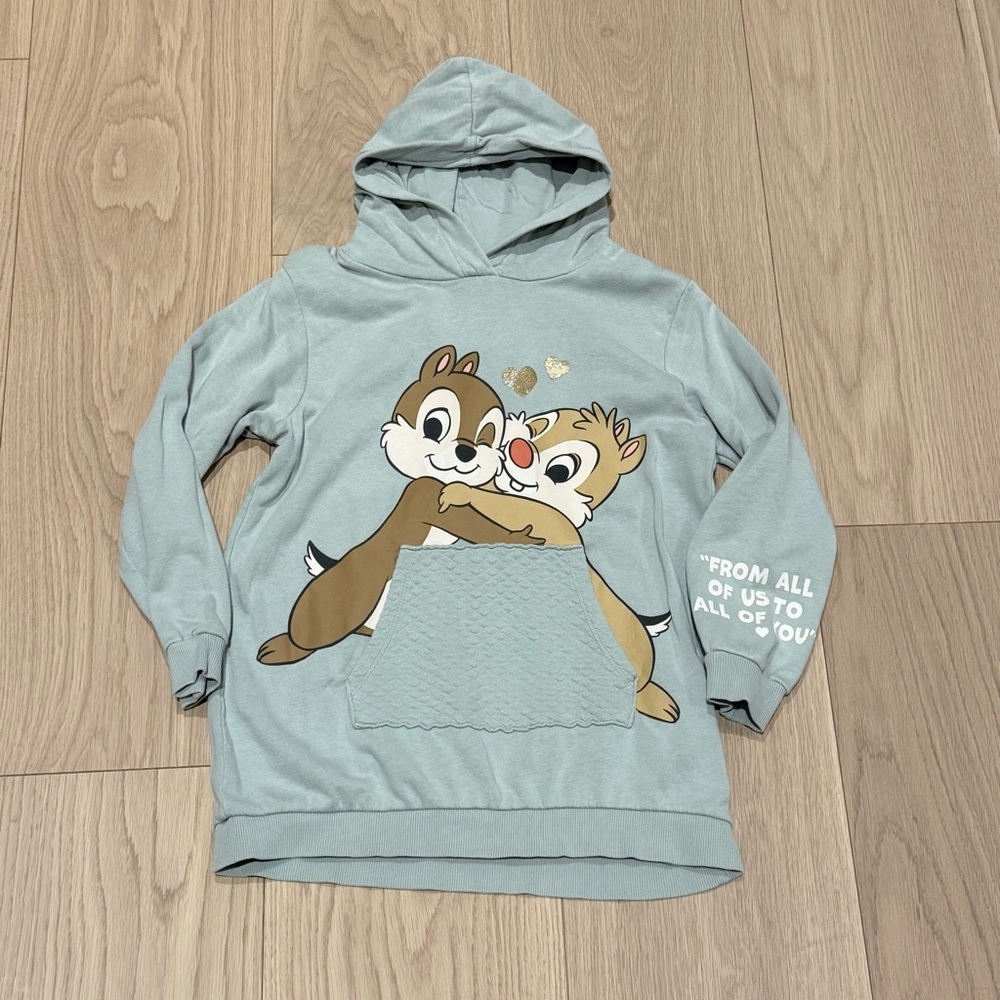 Disney Kids Hooded Sweatshirt in Light Teal with Chip 'n' Dale